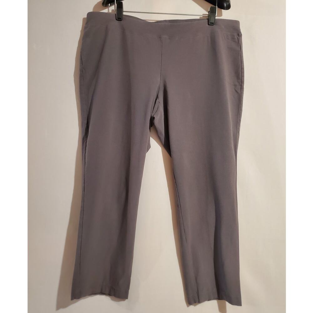 Eileen Fisher System Washable Stretch Crepe Straight Crop Pull-On Pant XL Gray